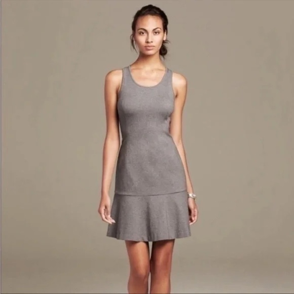 Banana Republic Gray Sleeveless Fitted & Flare Drop Waist Mini Dress Size 0